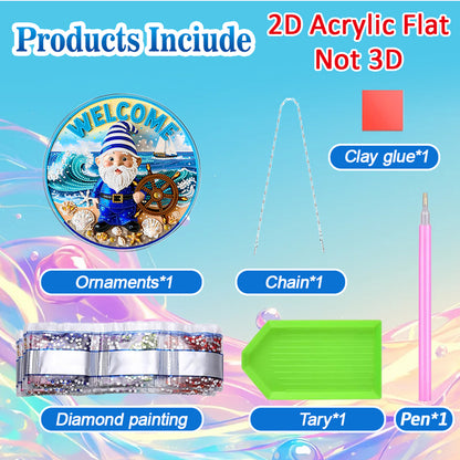 Dwarf 2D Flat DIY Acrylic Diamond Painting Pendants Crafts for Home Wall Decor