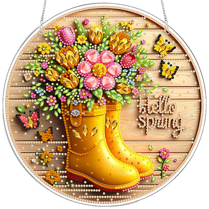 Rain Boots 2D Flat DIY Acrylic Diamond Painting Pendants for Home Wall Decor
