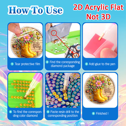 Rain Boots 2D Flat DIY Acrylic Diamond Painting Pendants for Home Wall Decor