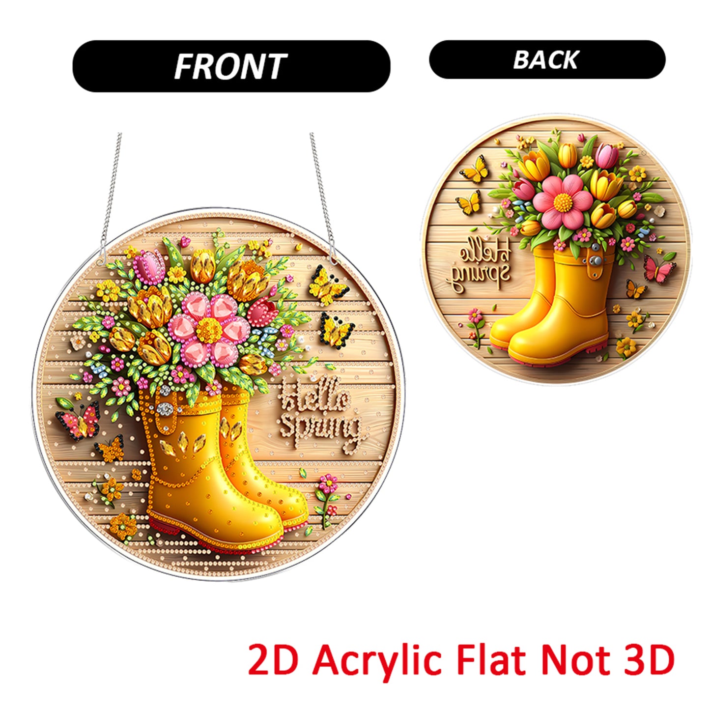 Rain Boots 2D Flat DIY Acrylic Diamond Painting Pendants for Home Wall Decor