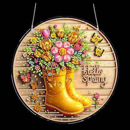 Rain Boots 2D Flat DIY Acrylic Diamond Painting Pendants for Home Wall Decor