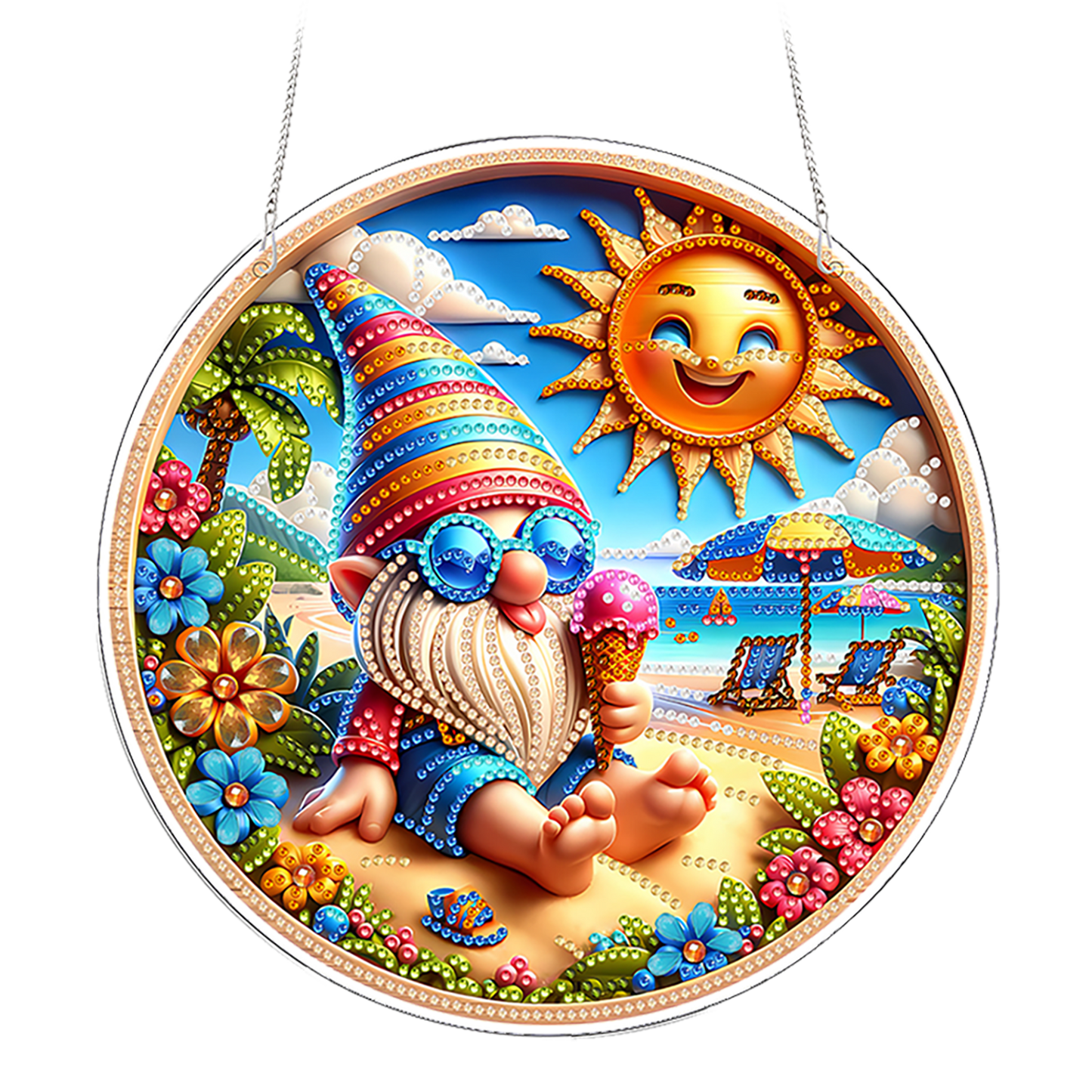 Summer 2D Flat DIY Acrylic Diamond Painting Pendants Crafts for Home Wall Decor