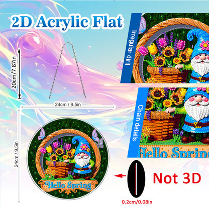 Spring 2D Flat DIY Acrylic Diamond Painting Pendants Crafts for Home Wall Decor