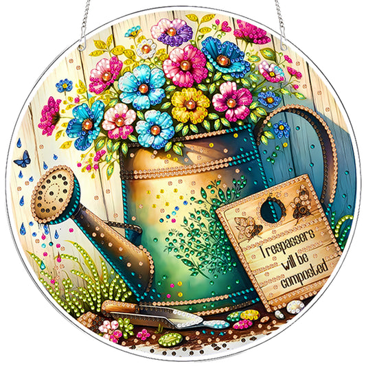 Garden 2D Flat DIY Acrylic Diamond Painting Pendants Crafts for Home Wall Decor