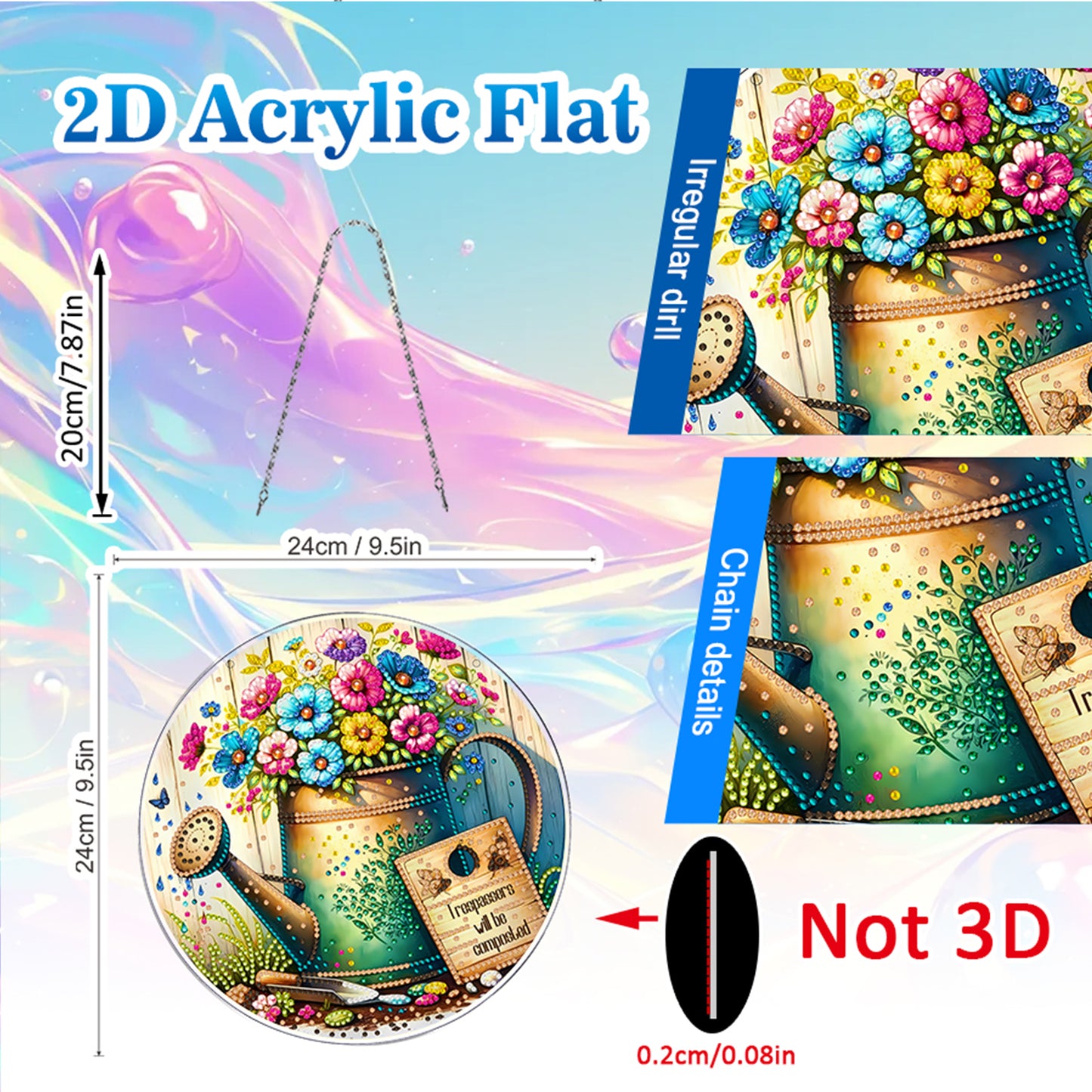 Garden 2D Flat DIY Acrylic Diamond Painting Pendants Crafts for Home Wall Decor