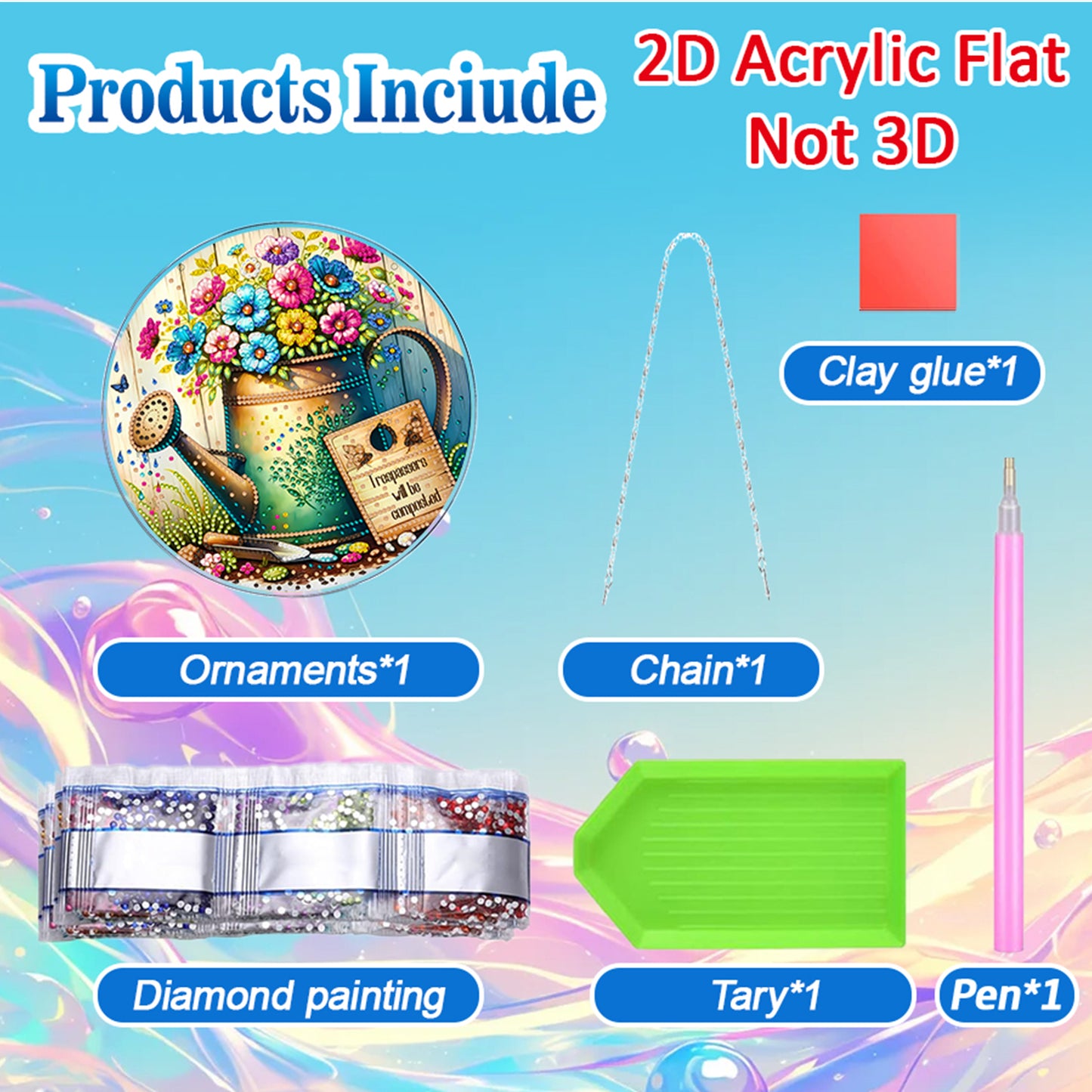 Garden 2D Flat DIY Acrylic Diamond Painting Pendants Crafts for Home Wall Decor