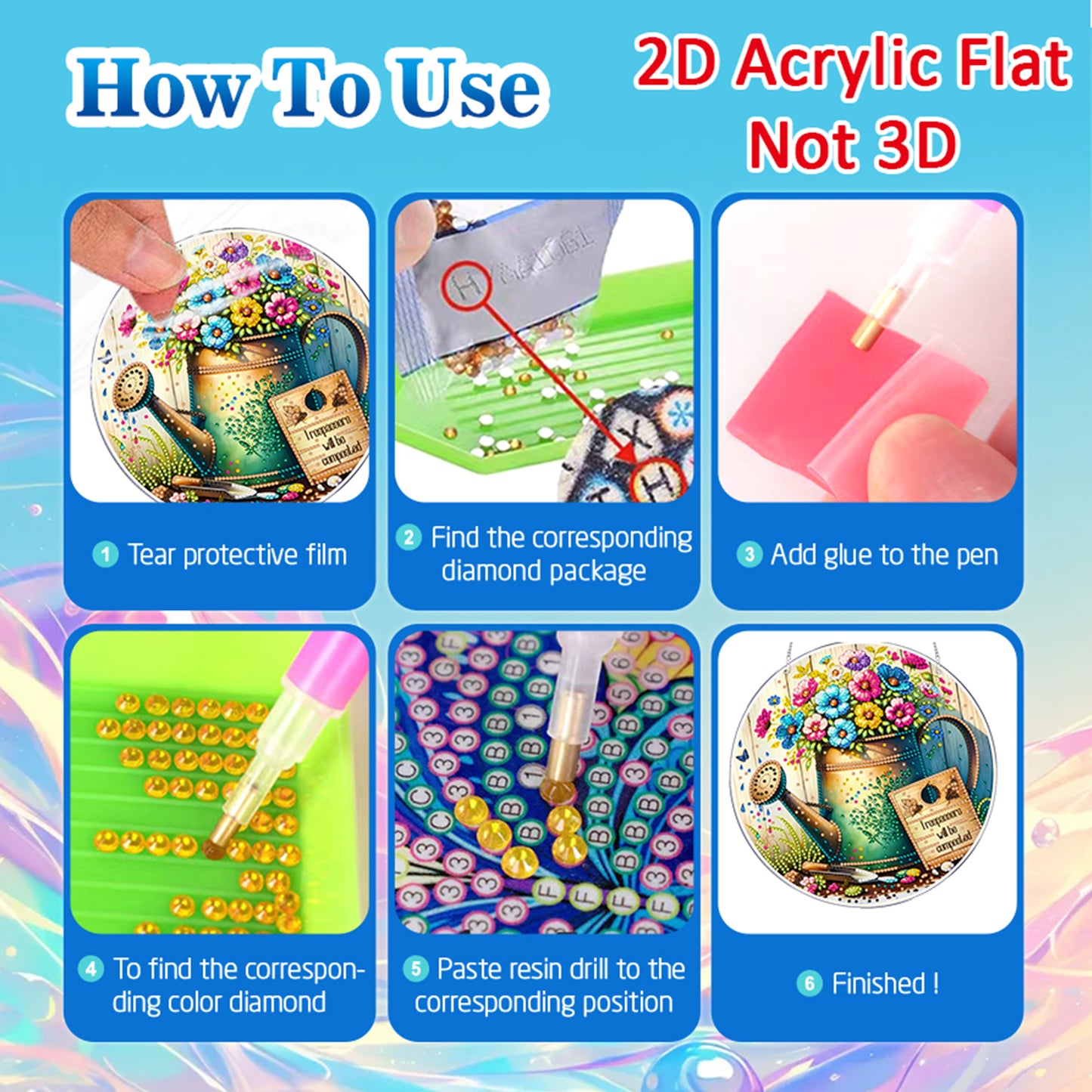 Garden 2D Flat DIY Acrylic Diamond Painting Pendants Crafts for Home Wall Decor