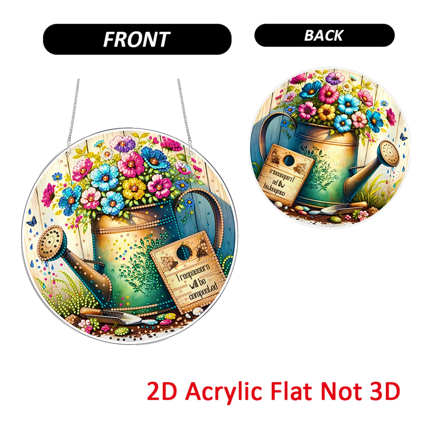 Garden 2D Flat DIY Acrylic Diamond Painting Pendants Crafts for Home Wall Decor
