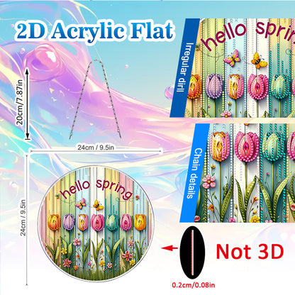 Tulips 2D Flat DIY Acrylic Diamond Painting Pendants Crafts for Home Wall Decor