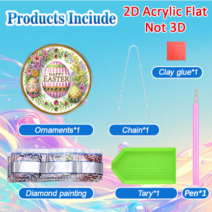 Easter 2D Flat DIY Acrylic Diamond Painting Pendants Crafts for Home Wall Decor