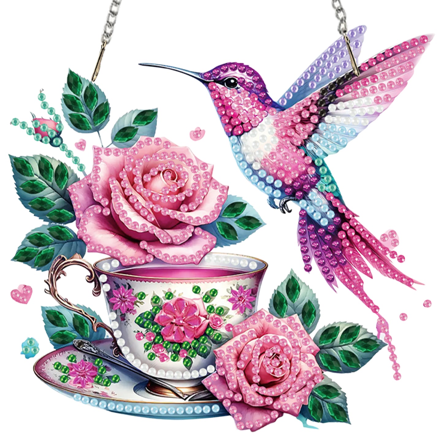 4Pcs Bird 2D Flat DIY Diamond Art Pendant Acrylic Hanging Charm Window Decor