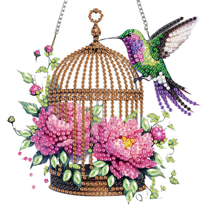 4Pcs Bird 2D Flat DIY Diamond Art Pendant Acrylic Hanging Charm Window Decor