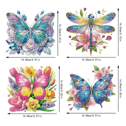 4Pcs Butterfly 2D Flat DIY Diamond Art Pendant Acrylic Hanging Charm Home Decor
