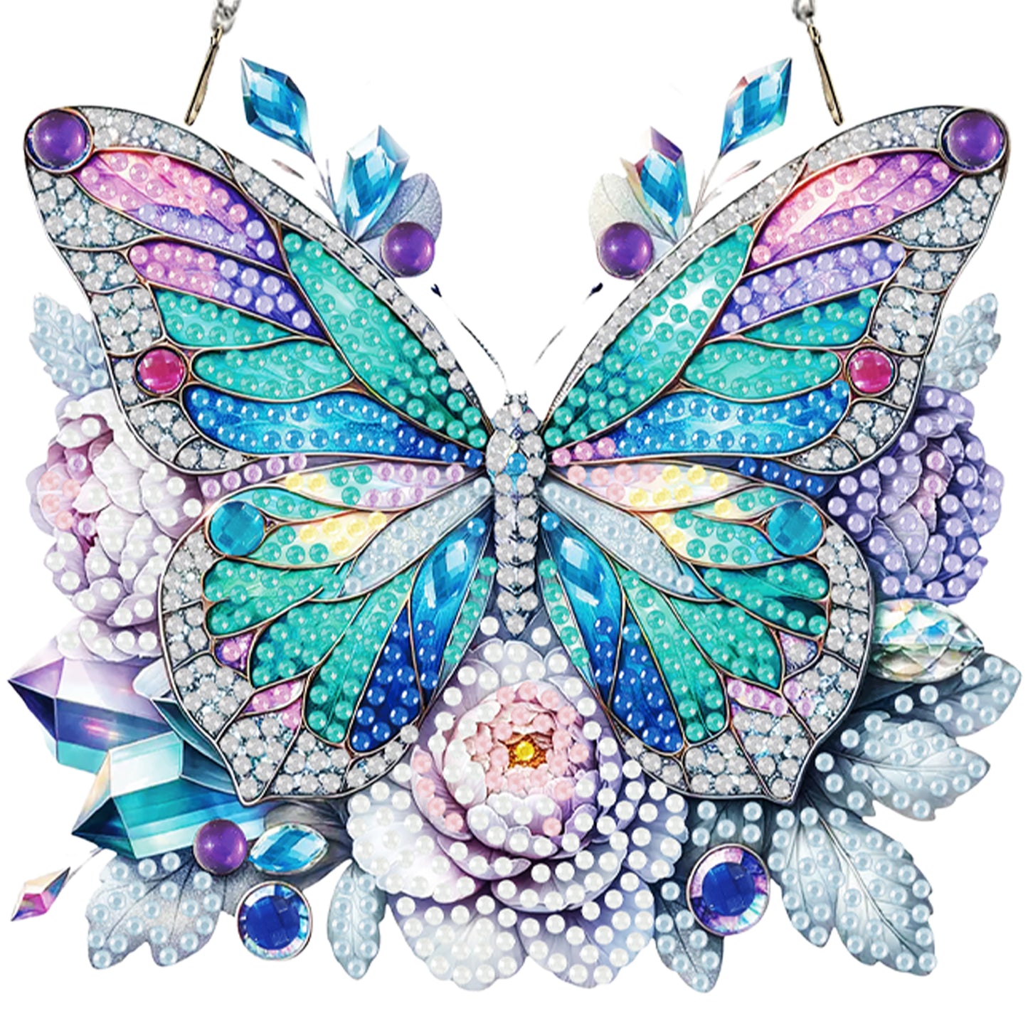 4Pcs Butterfly 2D Flat DIY Diamond Art Pendant Acrylic Hanging Charm Home Decor