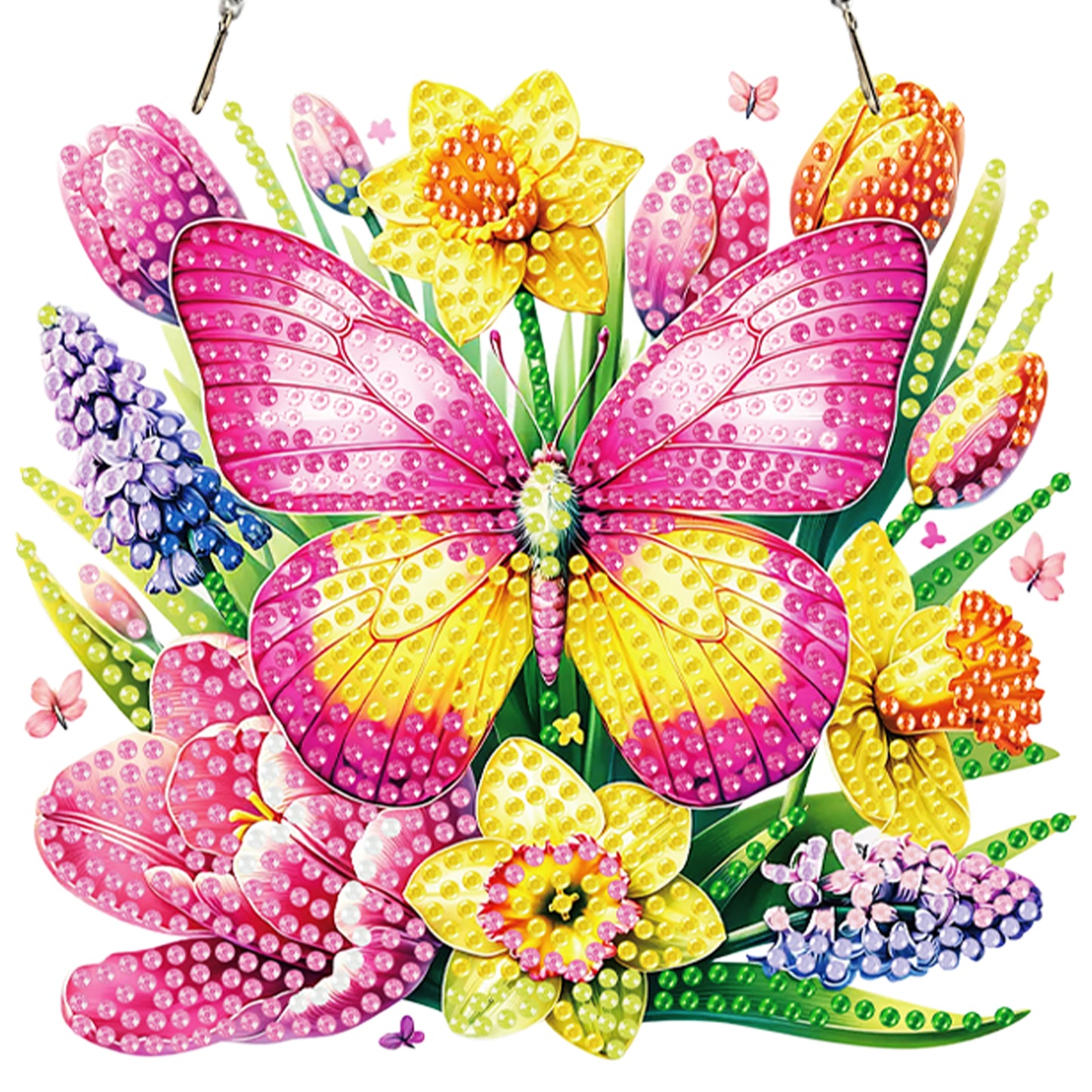 4Pcs Butterfly 2D Flat DIY Diamond Art Pendant Acrylic Hanging Charm Home Decor