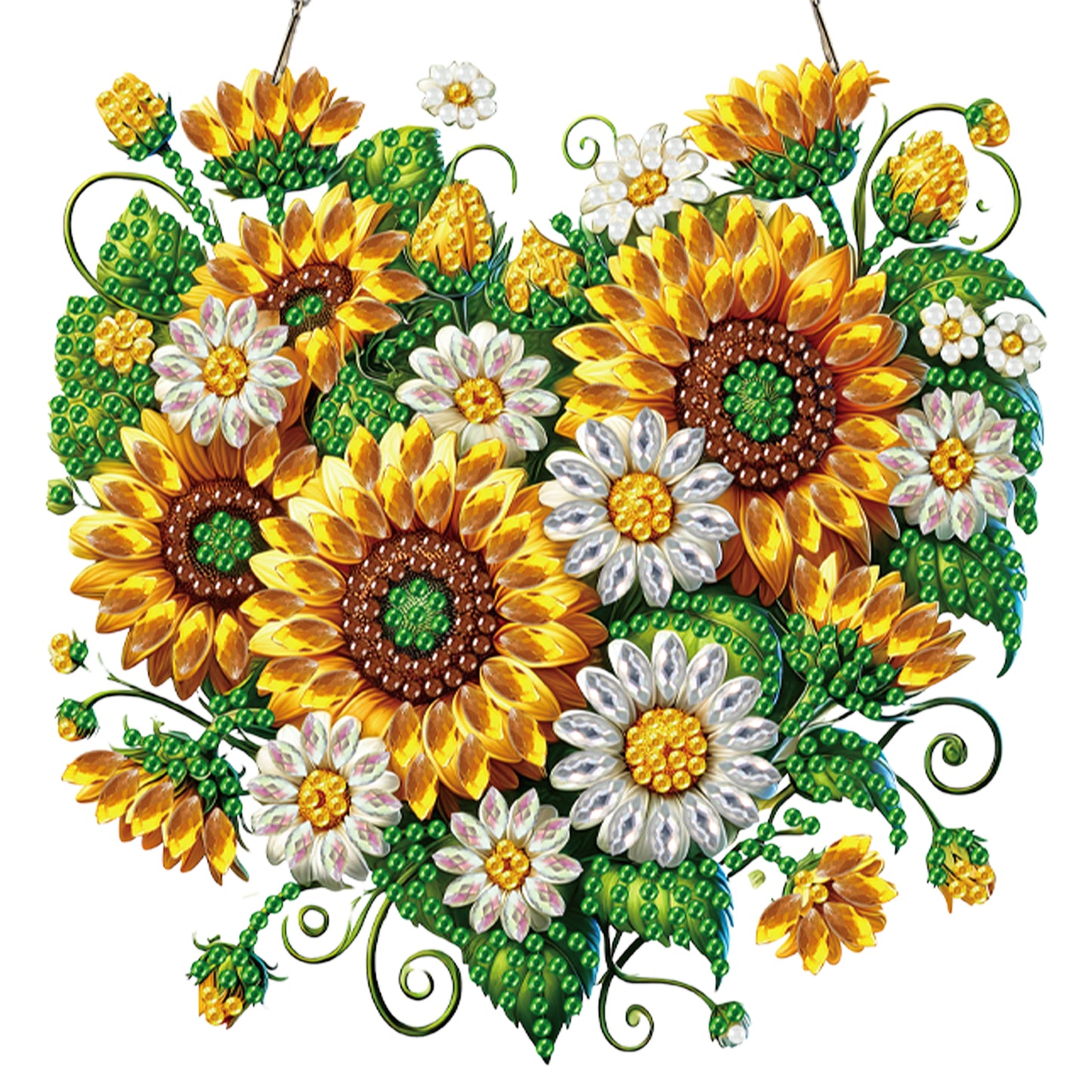 4Pcs Heart 2D Flat DIY Diamond Art Pendant Acrylic Hanging Charm Window Decor