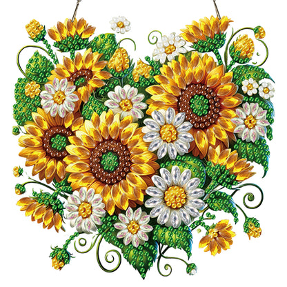 4Pcs Heart 2D Flat DIY Diamond Art Pendant Acrylic Hanging Charm Window Decor