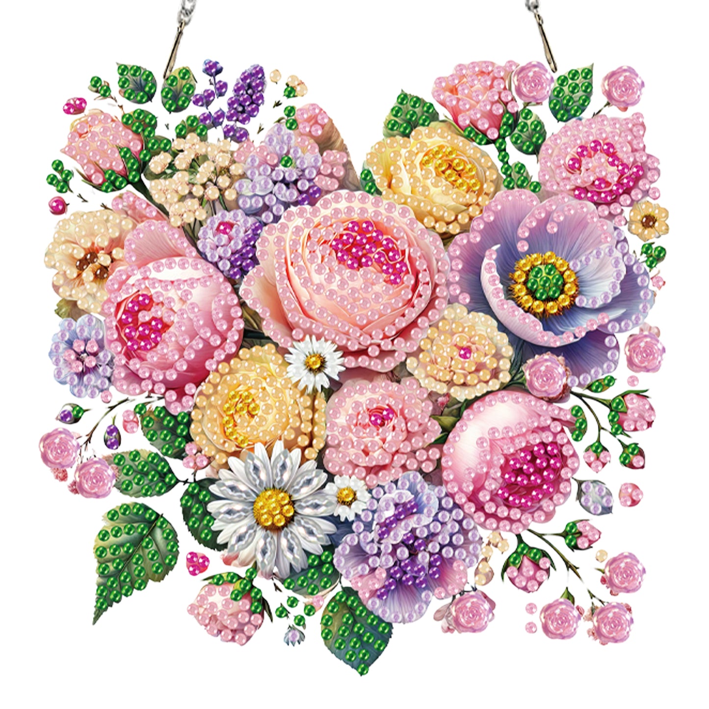 4Pcs Heart 2D Flat DIY Diamond Art Pendant Acrylic Hanging Charm Window Decor