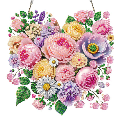 4Pcs Heart 2D Flat DIY Diamond Art Pendant Acrylic Hanging Charm Window Decor