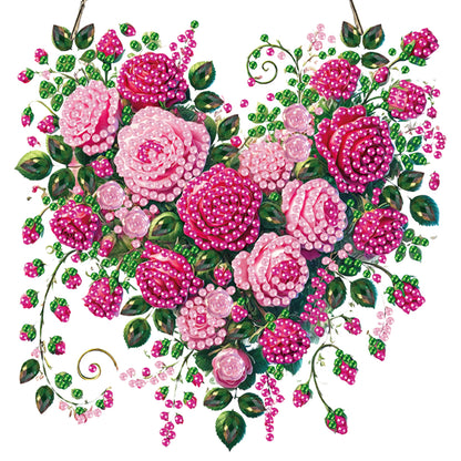 4Pcs Heart 2D Flat DIY Diamond Art Pendant Acrylic Hanging Charm Window Decor