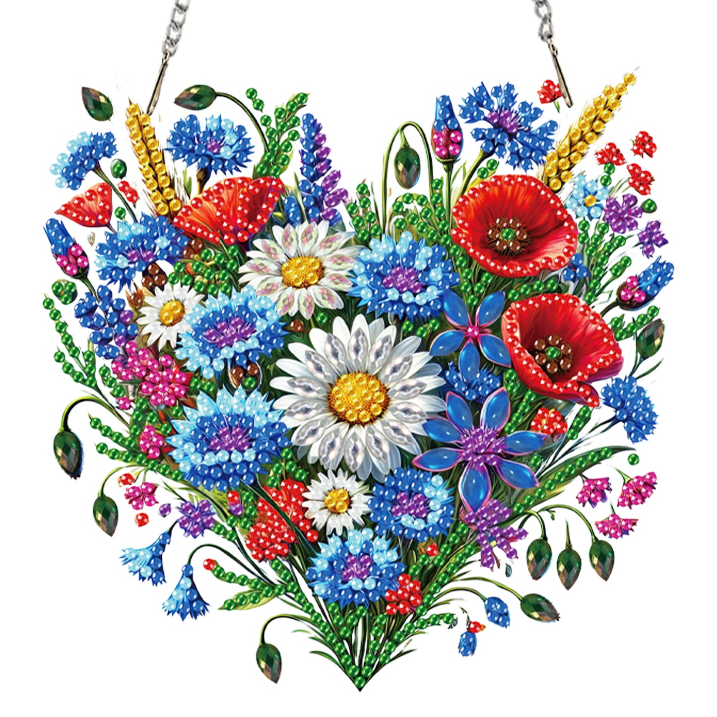 4Pcs Heart 2D Flat DIY Diamond Art Pendant Acrylic Hanging Charm Window Decor