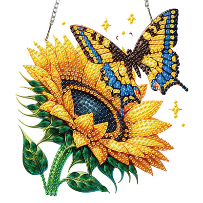 4Pcs Flower 2D Flat DIY Diamond Art Pendant Acrylic Hanging Charm Window Decor