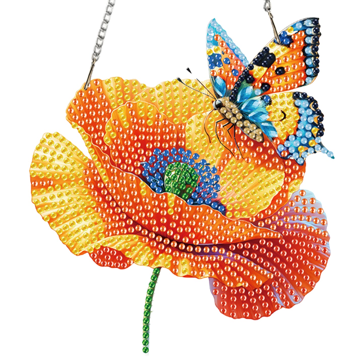 4Pcs Flower 2D Flat DIY Diamond Art Pendant Acrylic Hanging Charm Window Decor