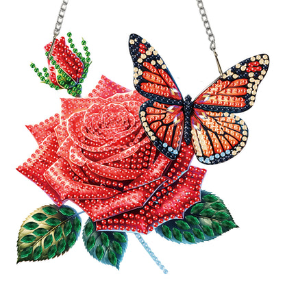 4Pcs Flower 2D Flat DIY Diamond Art Pendant Acrylic Hanging Charm Window Decor