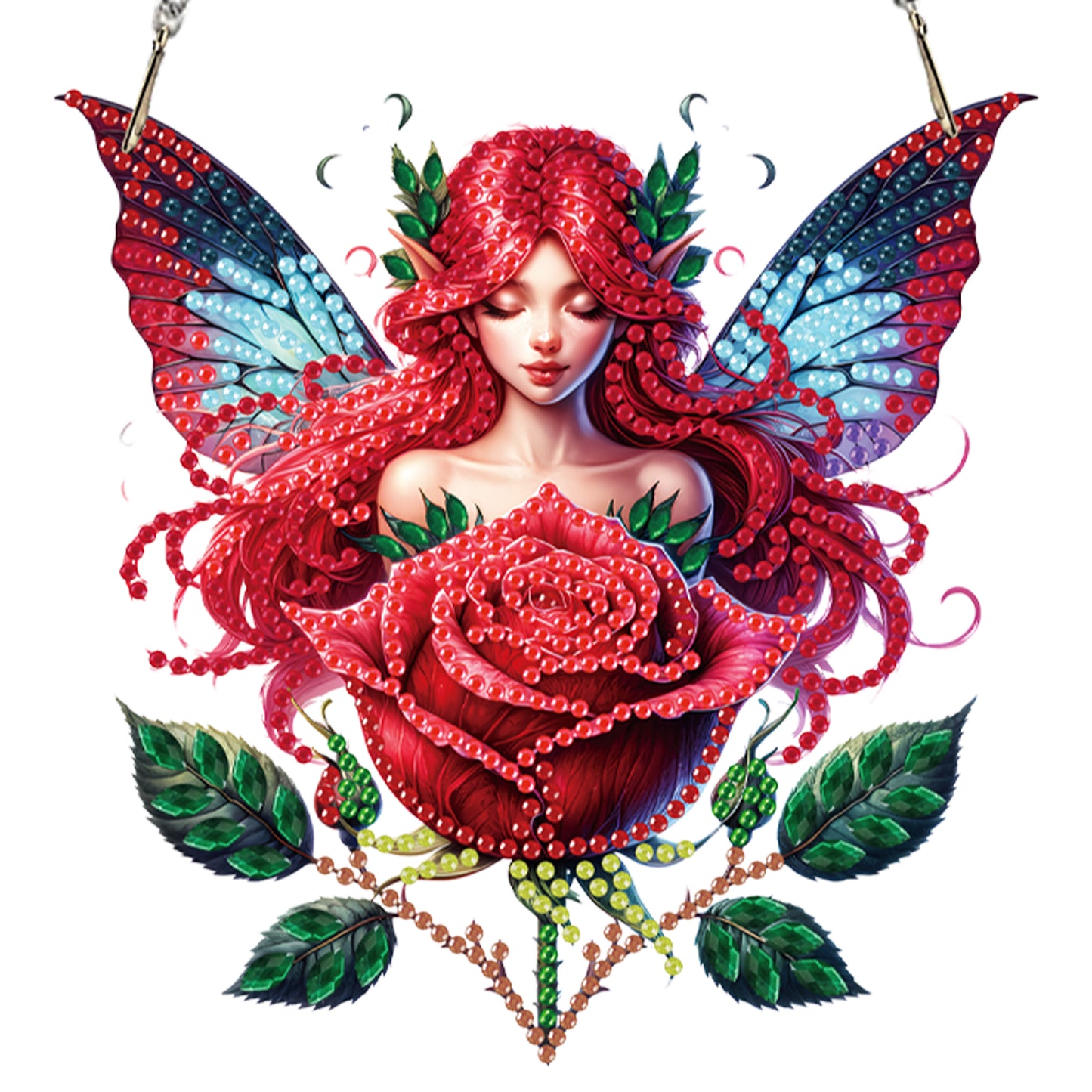 4Pcs Fairy 2D Flat DIY Diamond Art Pendant Acrylic Hanging Charm Window Decor