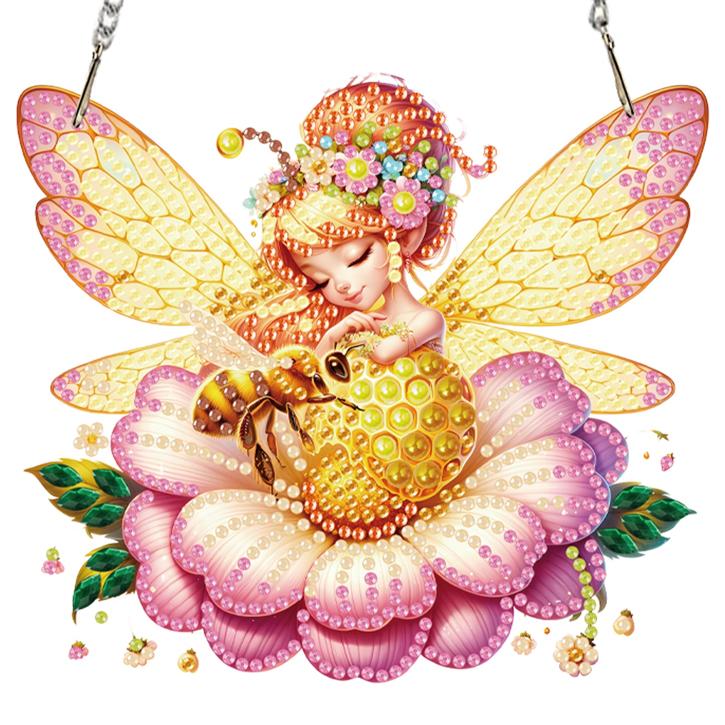 4Pcs Fairy 2D Flat DIY Diamond Art Pendant Acrylic Hanging Charm Window Decor