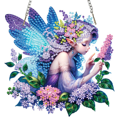 4Pcs Fairy 2D Flat DIY Diamond Art Pendant Acrylic Hanging Charm Window Decor