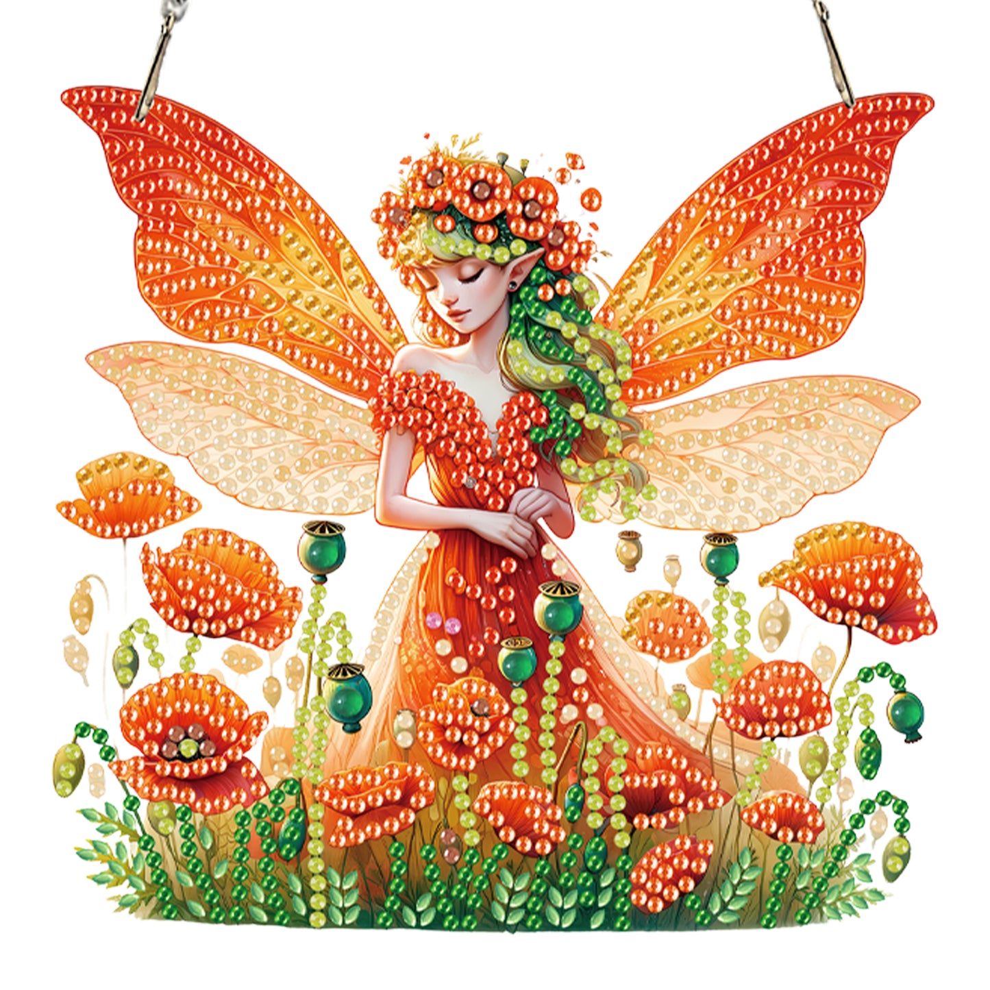 4Pcs Fairy 2D Flat DIY Diamond Art Pendant Acrylic Hanging Charm Window Decor