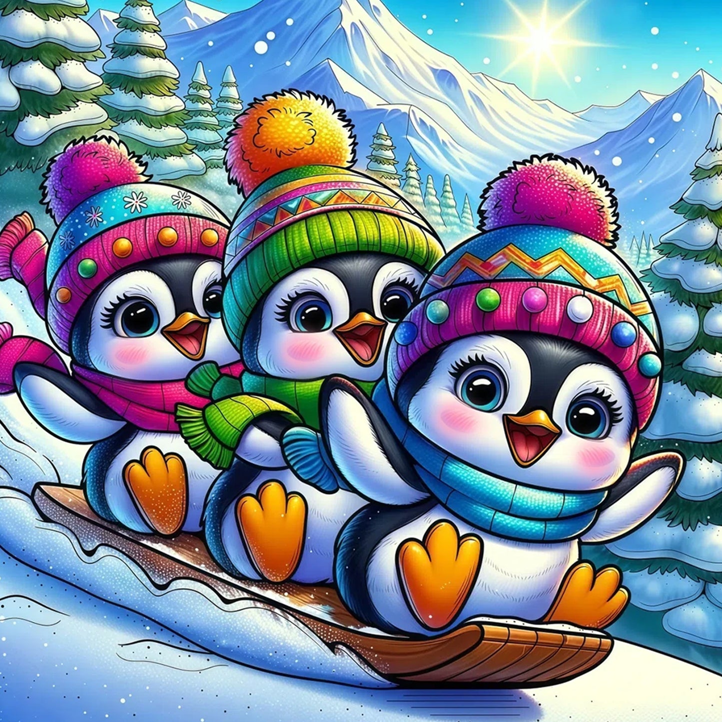 Penguins - Full Round Drill Diamond Painting 50*50CM