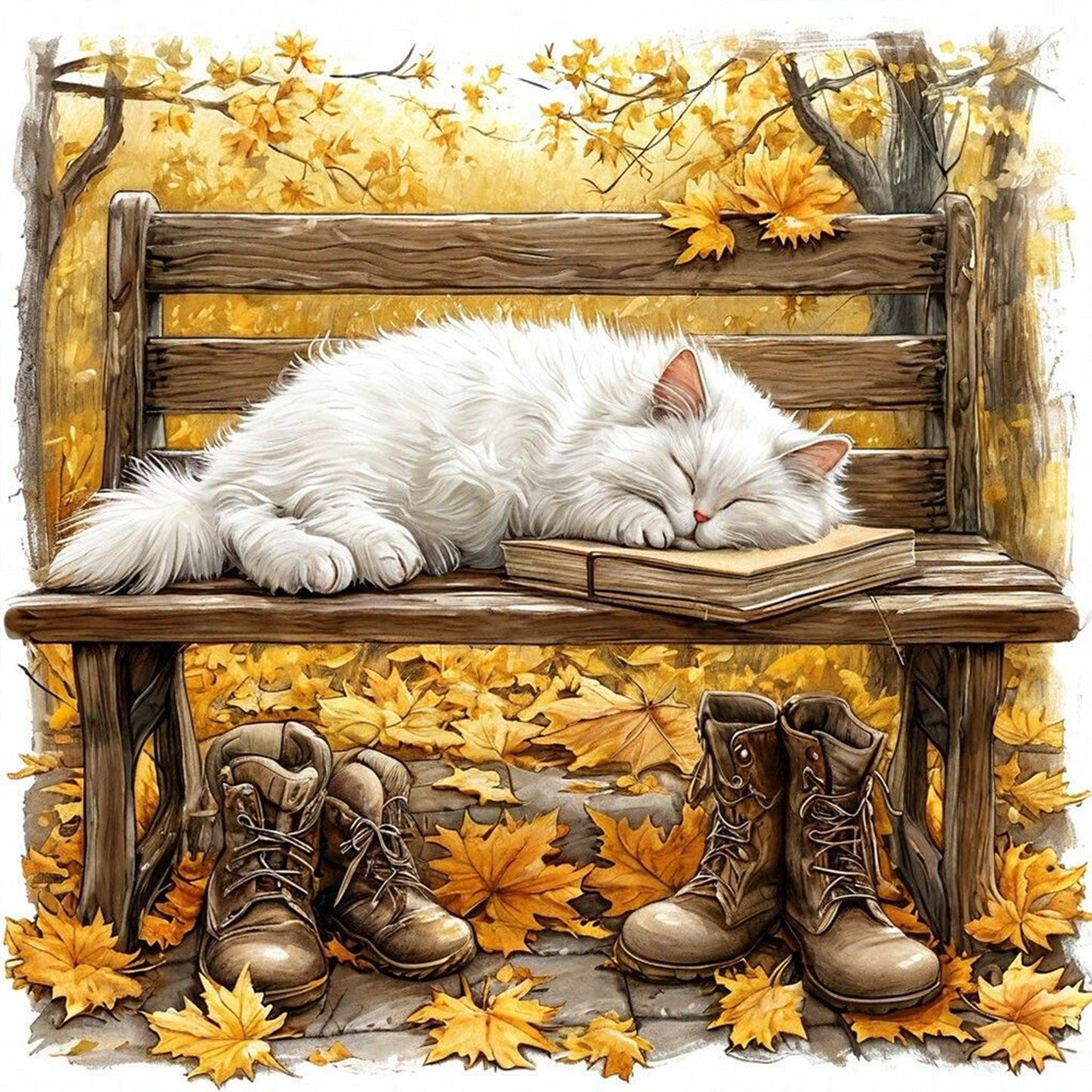 Cat - Full Round Drill Diamond Painting 40*40CM