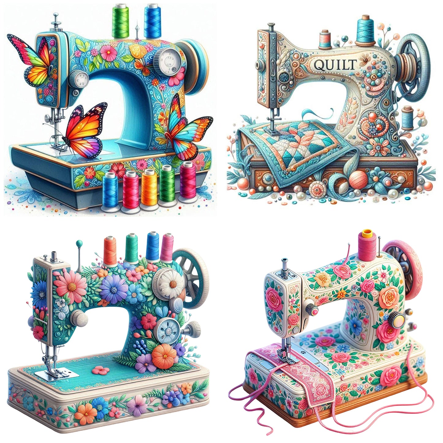 Sewing Machine - Full Round Drill Diamond Painting 30*30CM