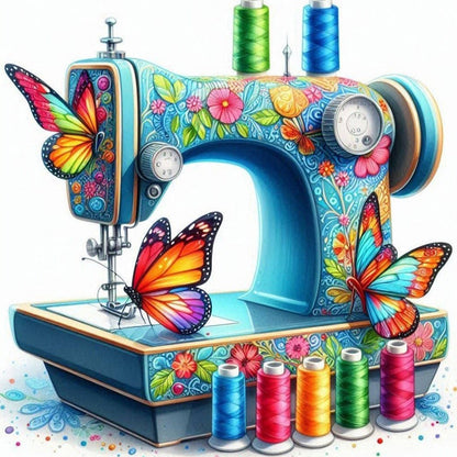 Sewing Machine - Full Round Drill Diamond Painting 30*30CM