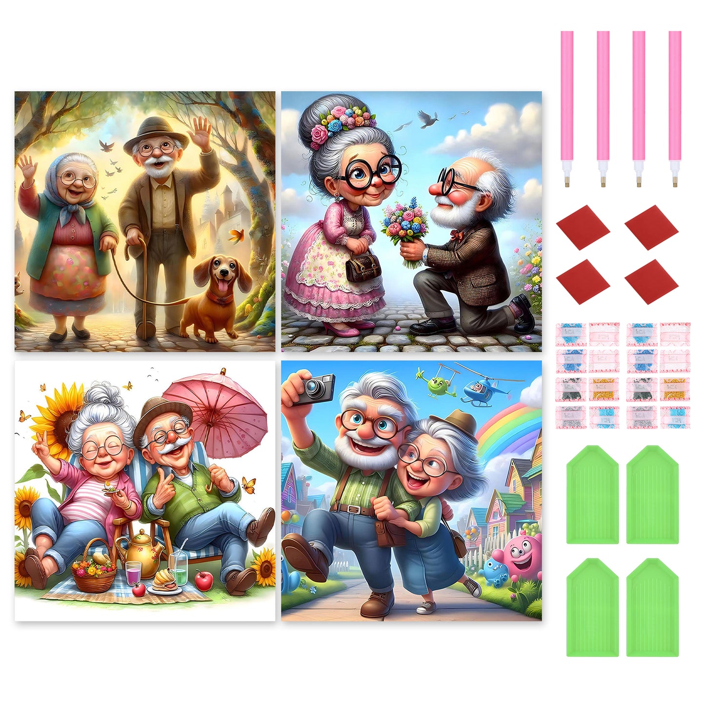 Affectionate Elderly Couple - Full Round Drill Diamond Painting 30*30CM