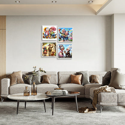 Affectionate Elderly Couple - Full Round Drill Diamond Painting 30*30CM