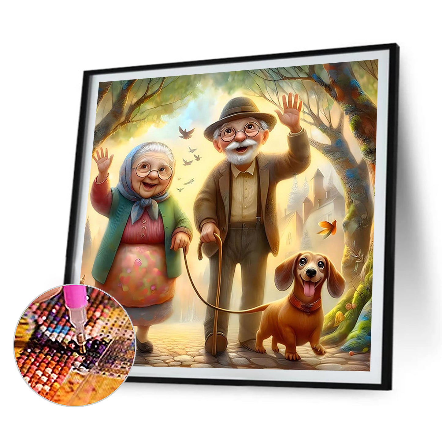 Affectionate Elderly Couple - Full Round Drill Diamond Painting 30*30CM