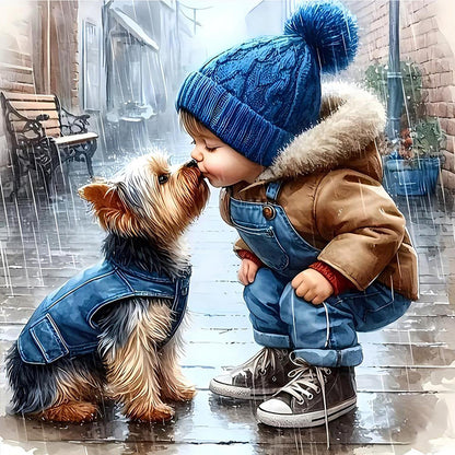 Children And Animals - Full Round Drill Diamond Painting 30*30CM