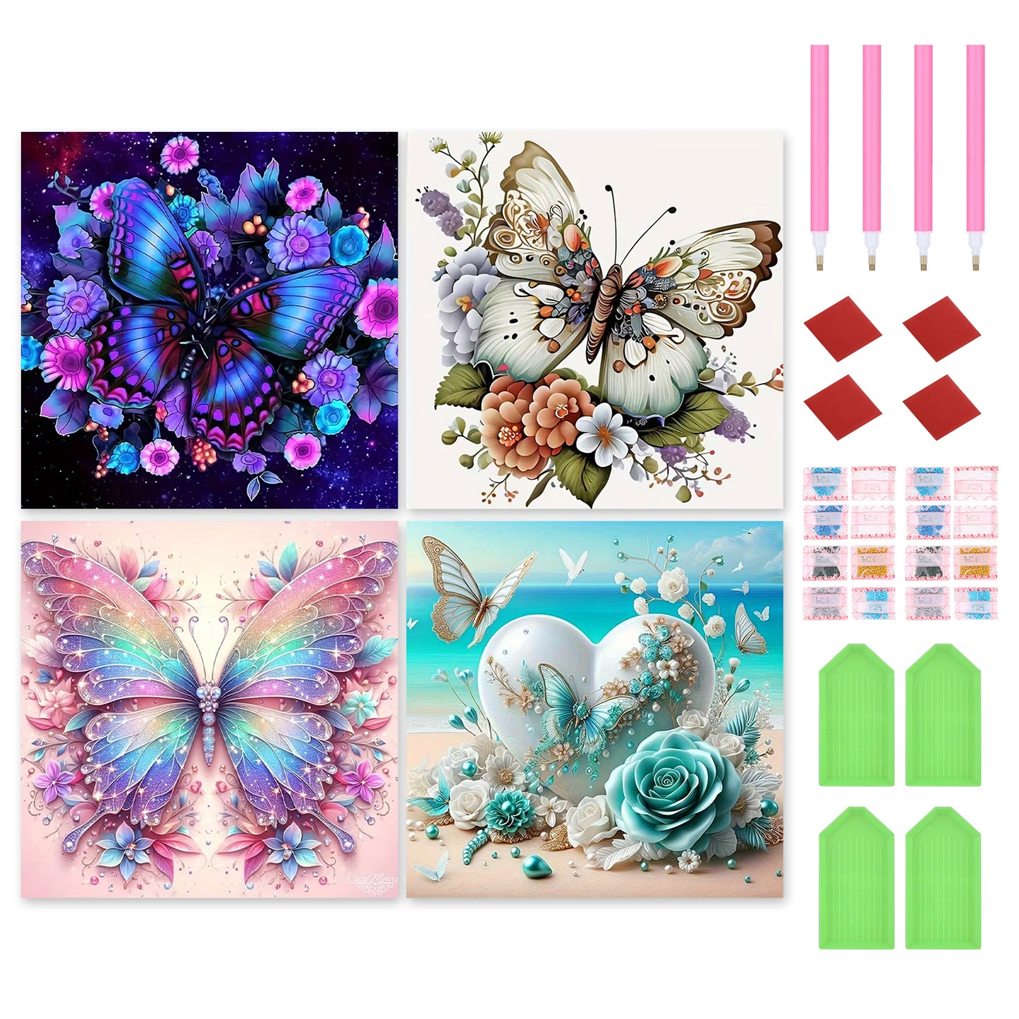 Butterflies - Full Round Drill Diamond Painting 30*30CM