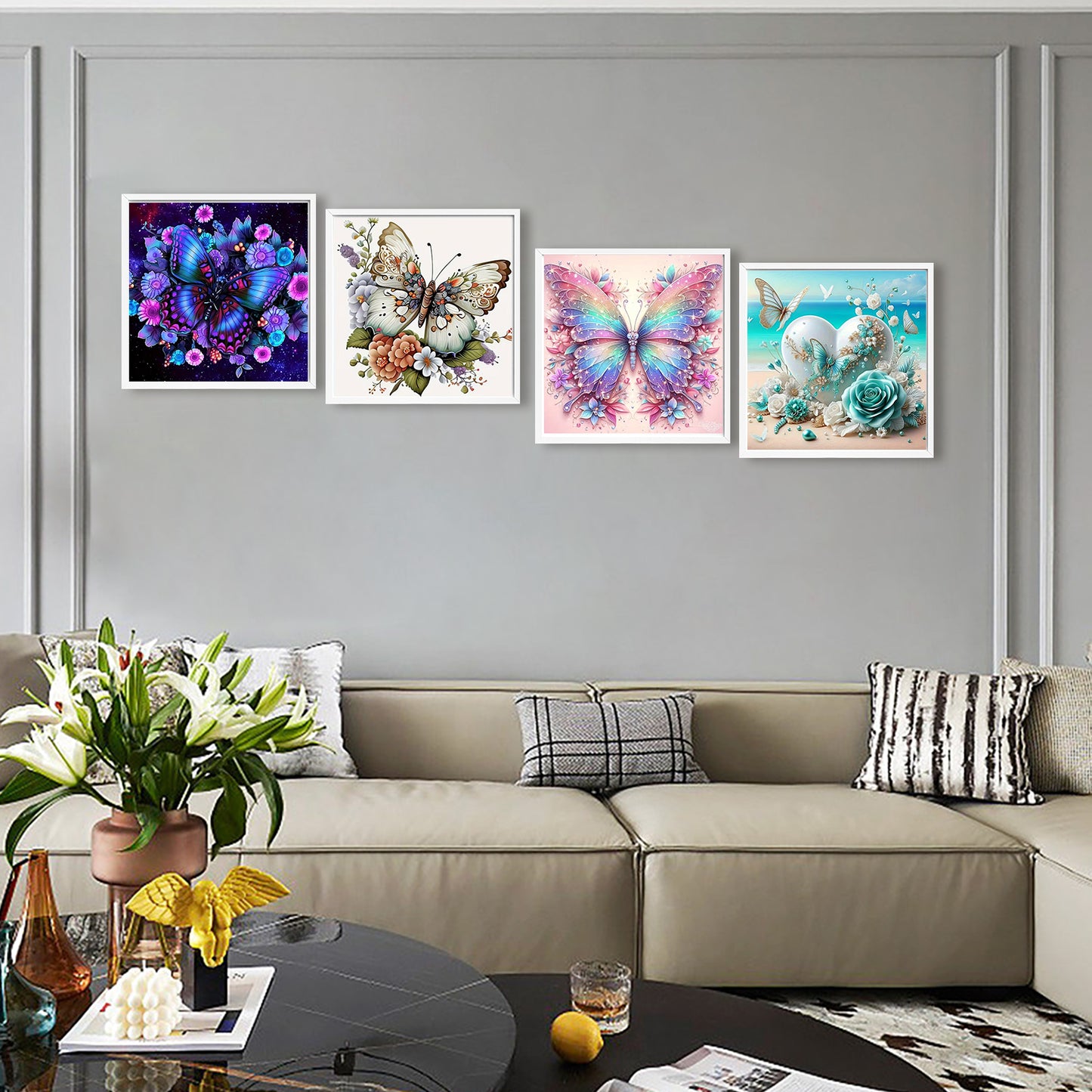 Butterflies - Full Round Drill Diamond Painting 30*30CM