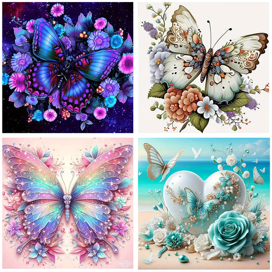 Butterflies - Full Round Drill Diamond Painting 30*30CM