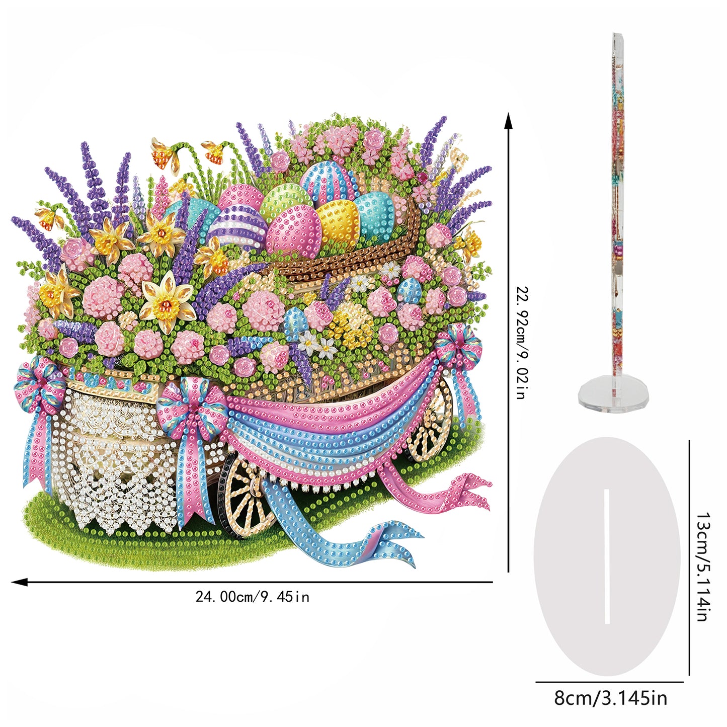 Easter DIY 2D Flat Acrylic Special Shaped Diamond Art Kits Single Sided 22x25cm