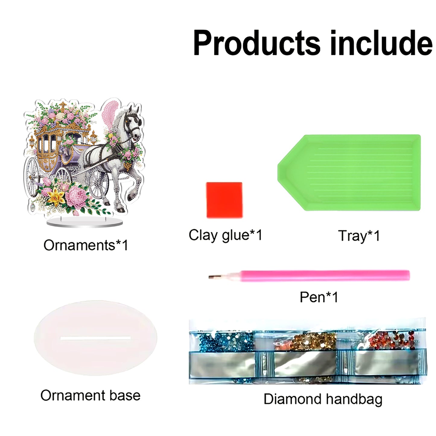 Easter Carriage DIY 2D Flat Acrylic Special Shaped Diamond Art Kits 22x25cm