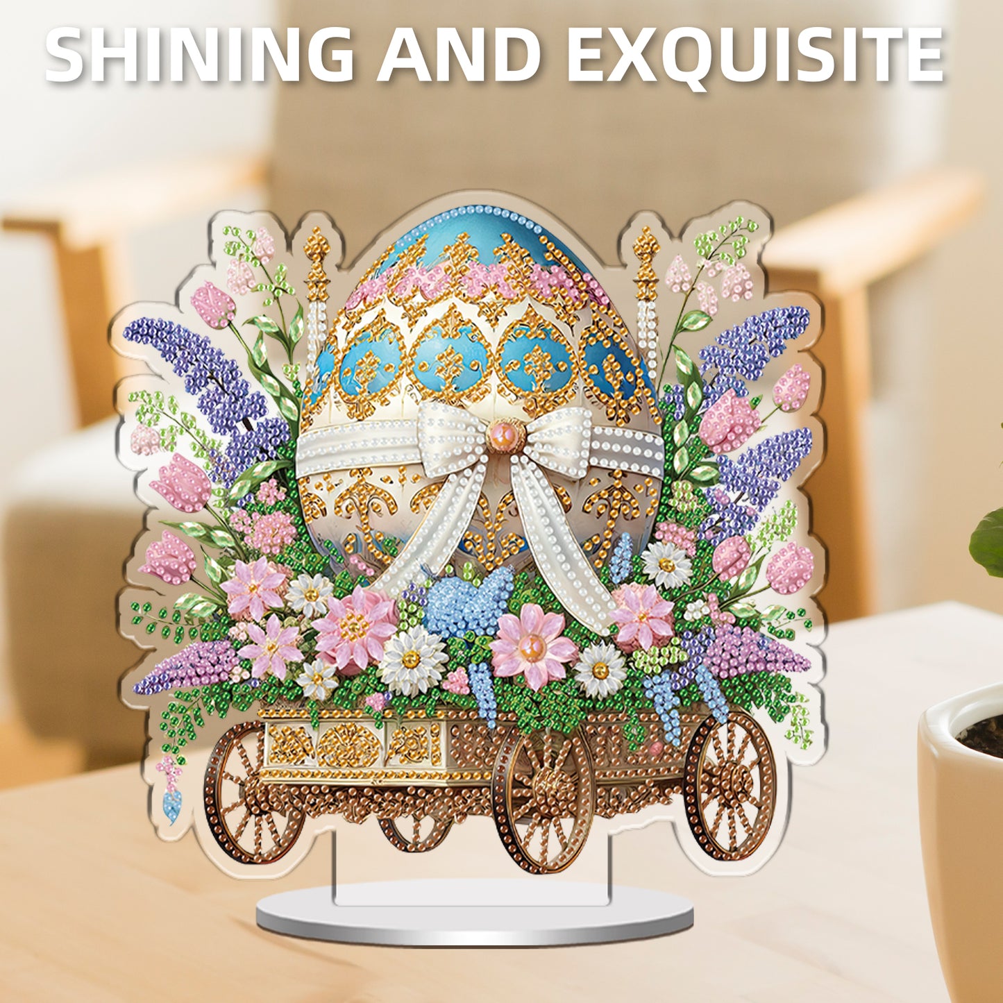 Easter Bow Eggs DIY 2D Flat Acrylic Special Shaped Diamond Art Kits 22x25cm Home