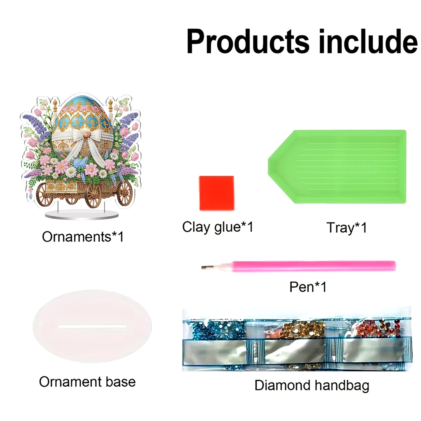 Easter Bow Eggs DIY 2D Flat Acrylic Special Shaped Diamond Art Kits 22x25cm Home