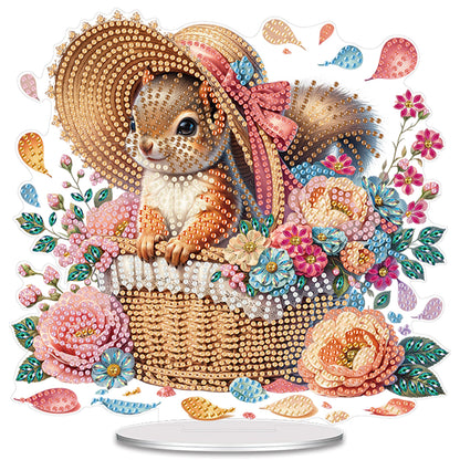Squirrel DIY 2D Flat Acrylic Special Shaped Diamond Art Kits 22x25cm Home Decor