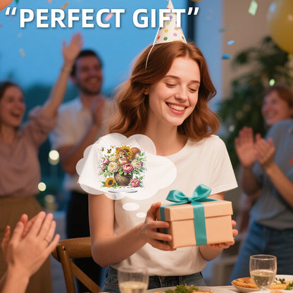 Squirrel and Flower DIY 2D Flat Acrylic Special Shaped Diamond Art Kits 22x25cm