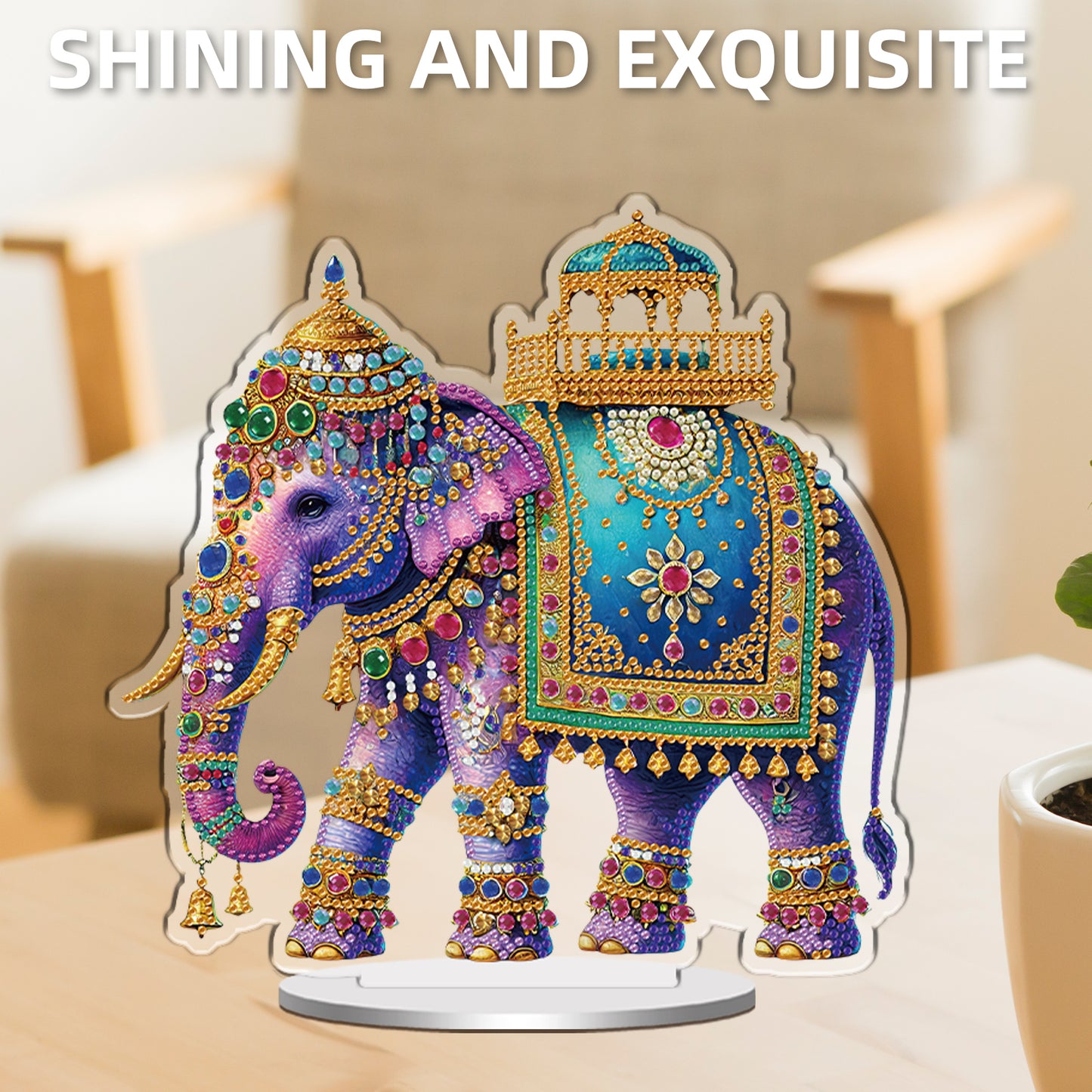 Elephant DIY 2D Flat Acrylic Special Shaped Diamond Art Kits 22x25cm Home Decor